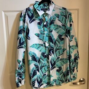 Club Room Men's Tropical Leaf Print Shirt - Green and Blue